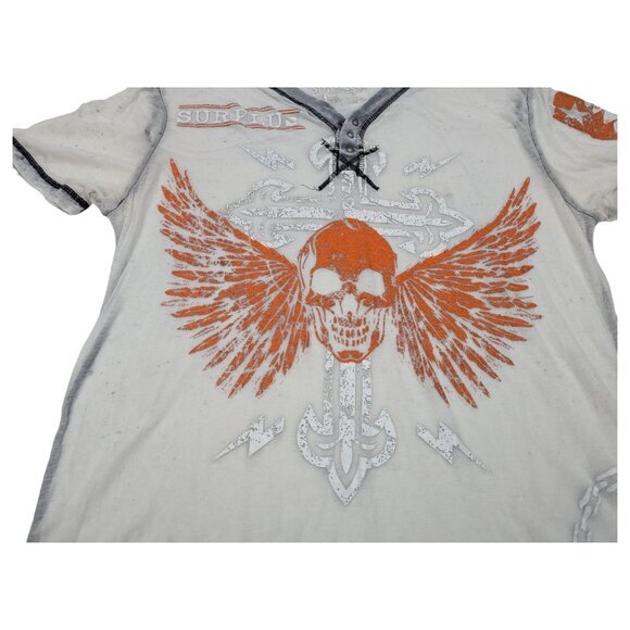 Mens Surplus‎ Brand Shirt Sz XL, Thin Lightweight Breathable Skull Wings Cross - Picture 4 of 8